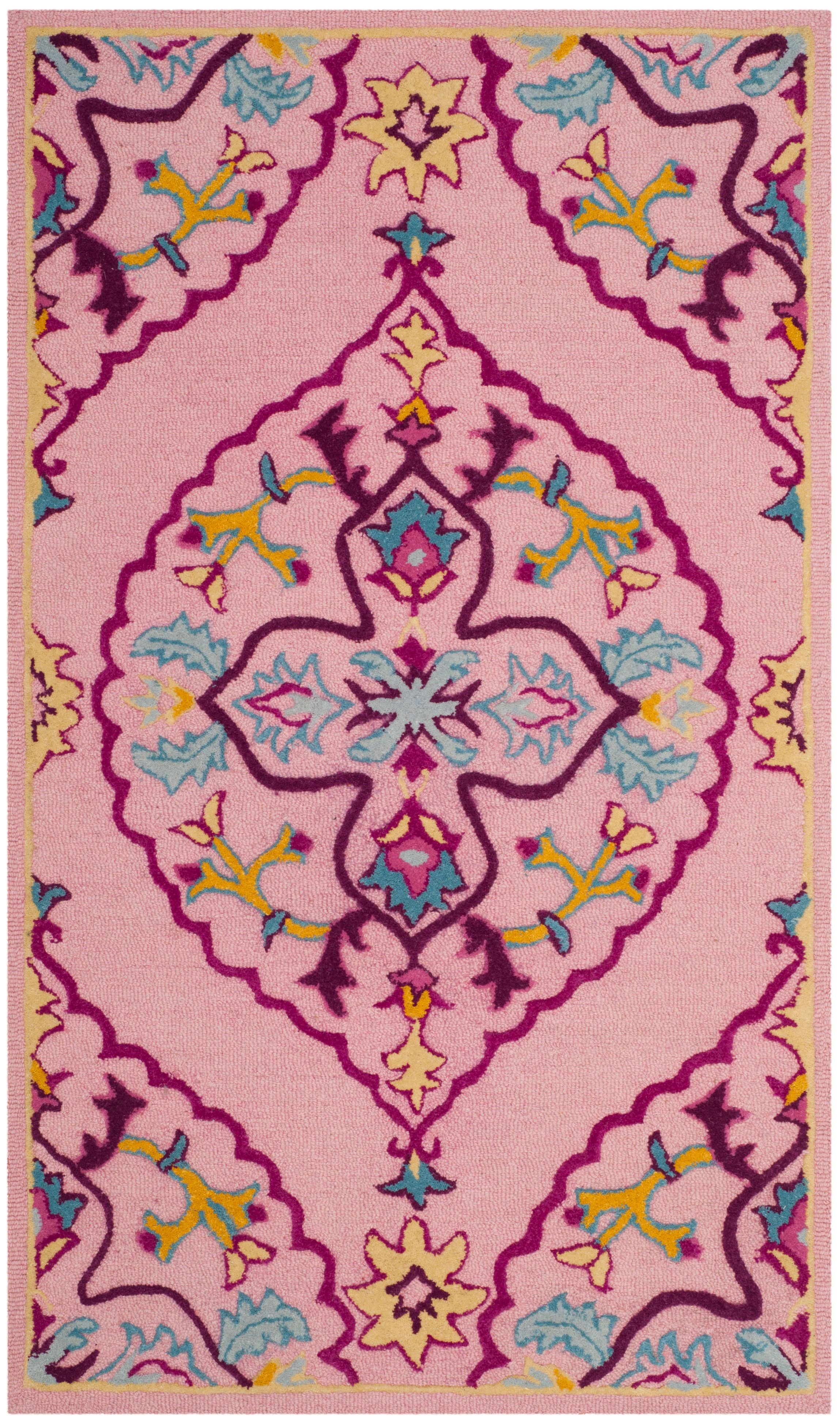 SAFAVIEH Bellagio Rio Floral Wool Area Rug, Pink/Multi, 3' x 5