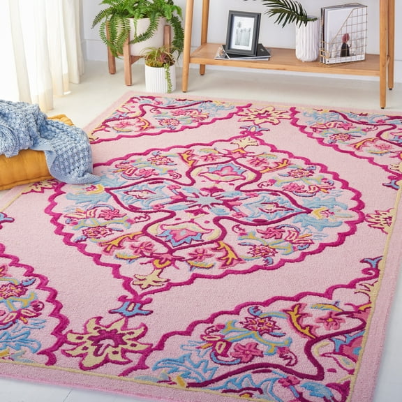 SAFAVIEH Bellagio Rio Floral Wool Area Rug, Pink/Multi, 6' x 9'