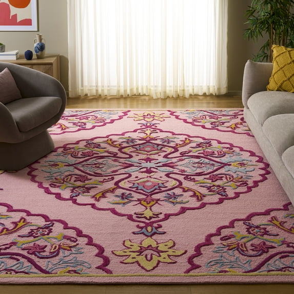 SAFAVIEH Bellagio Rio Floral Wool Area Rug, Pink/Multi, 8' x 10'