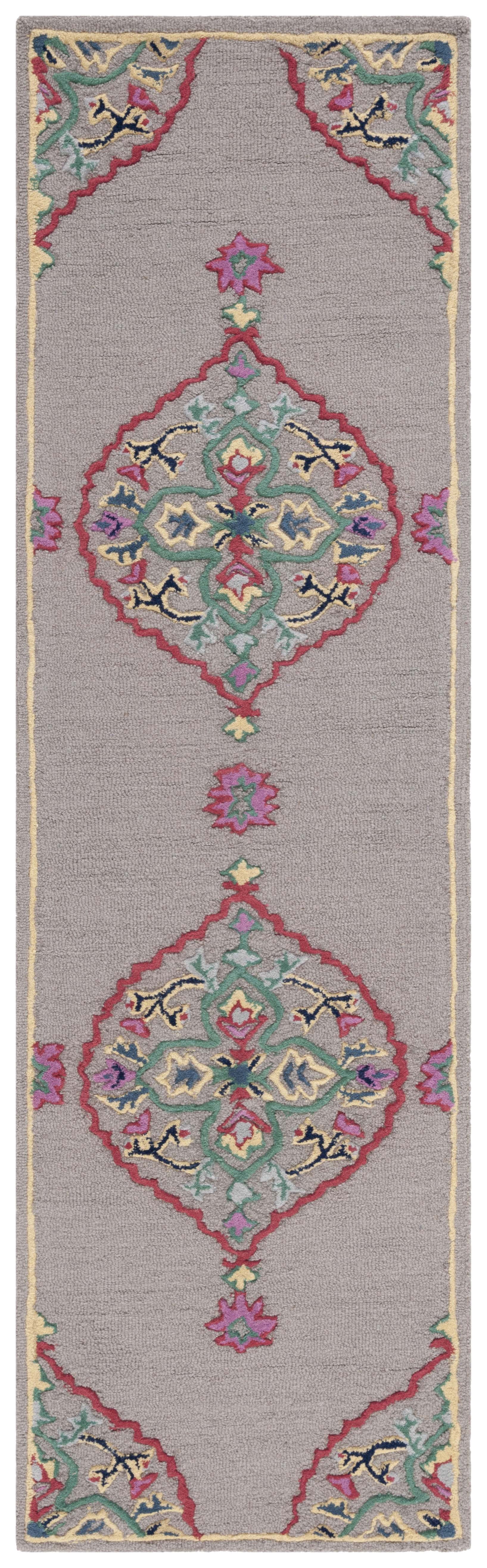 Handmade Dark Grey Multi Wool Tufted Runner Rug - 2 ft 3 in x 13 ft