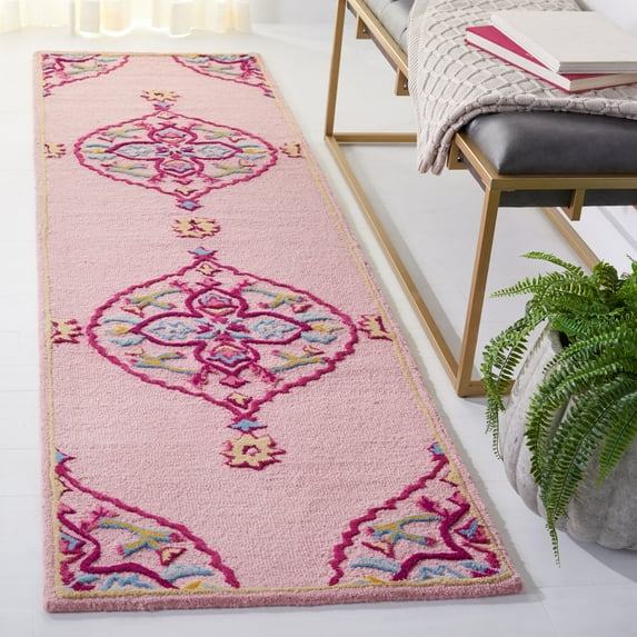 SAFAVIEH Bellagio Rio Floral Wool Runner Rug, Pink/Multi, 2'3" x 8'