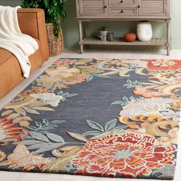 SAFAVIEH Bellagio Sharla Floral Area Rug, Gray/Rust, 5' x 8'