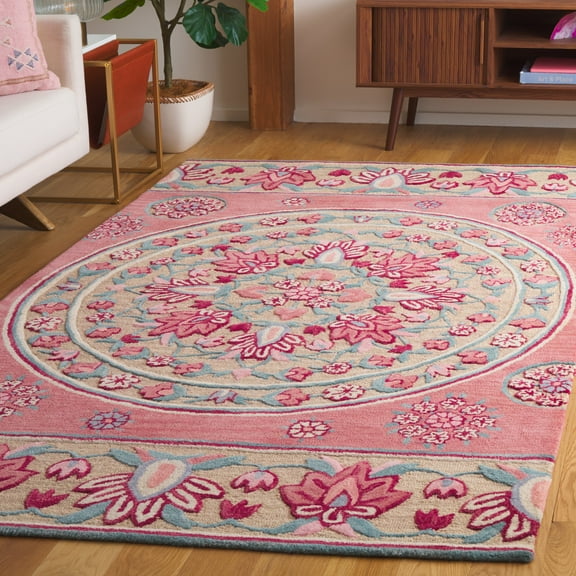 SAFAVIEH Bellagio Vanessa Floral Wool Area Rug, Red/Beige, 6' x 9'