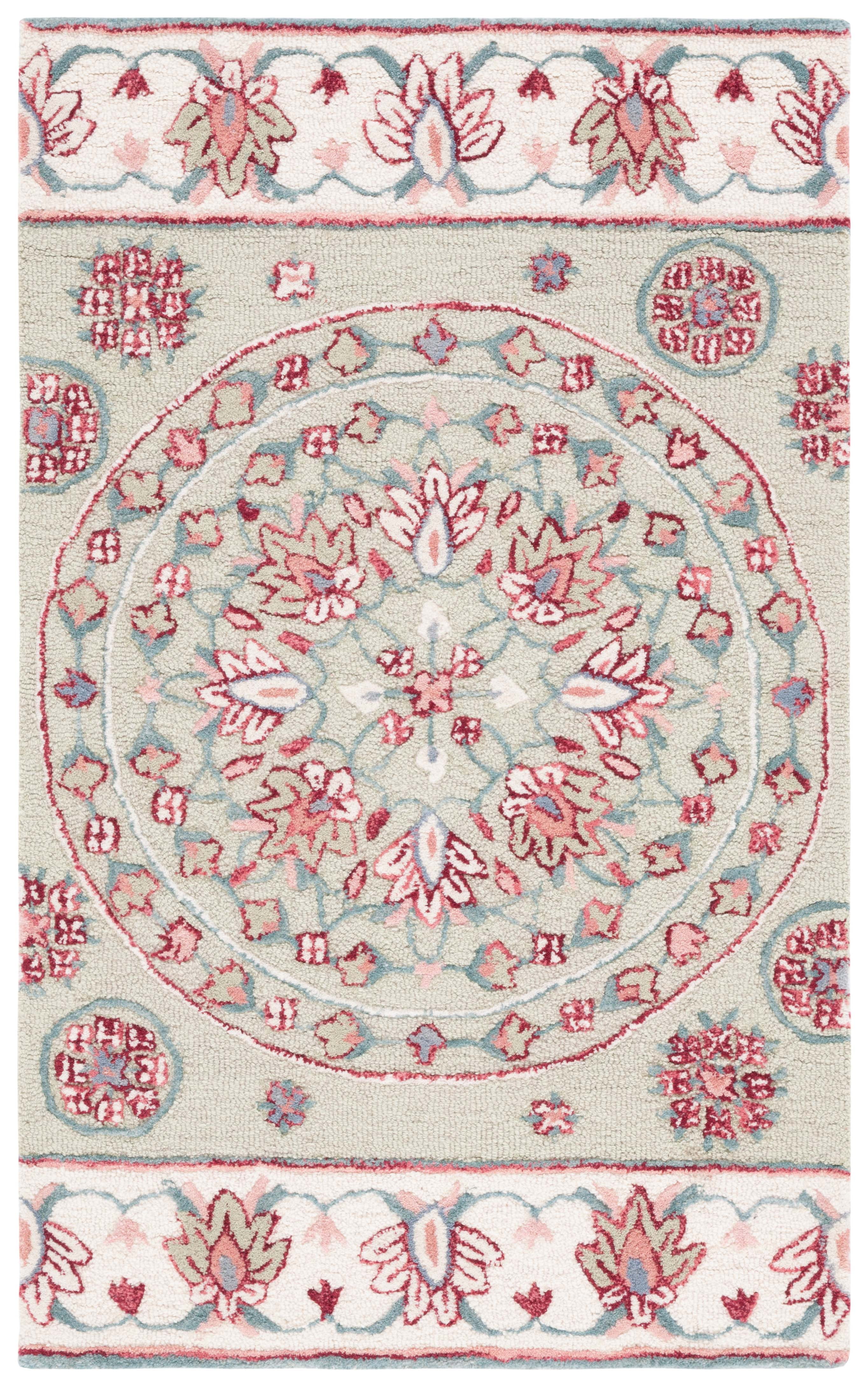 Handmade Sage and Ivory Wool Tufted 4' x 6' Area Rug
