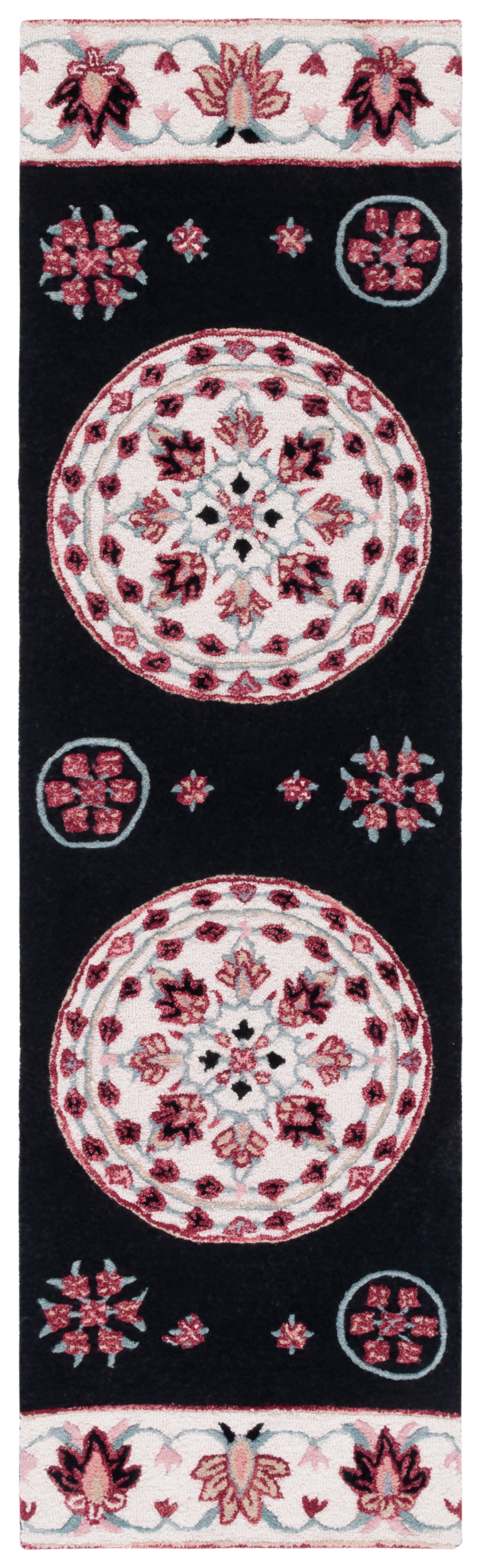 Bellagio Handmade Black Wool-Viscose Tufted Runner Rug - 27"x8"