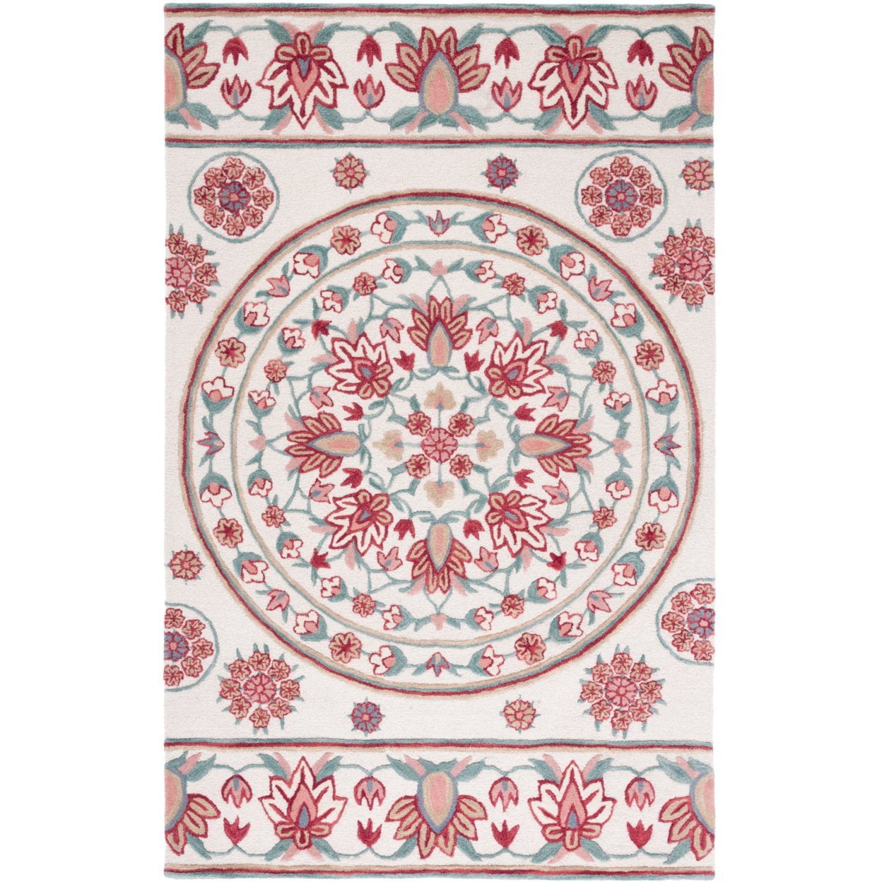 Handmade Ivory Tufted Wool Runner Rug 27" x 8"