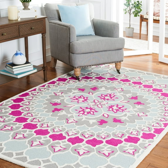 SAFAVIEH Bellagio Zoja Floral Wool Area Rug, Gray/Ivory, 2' x 3'