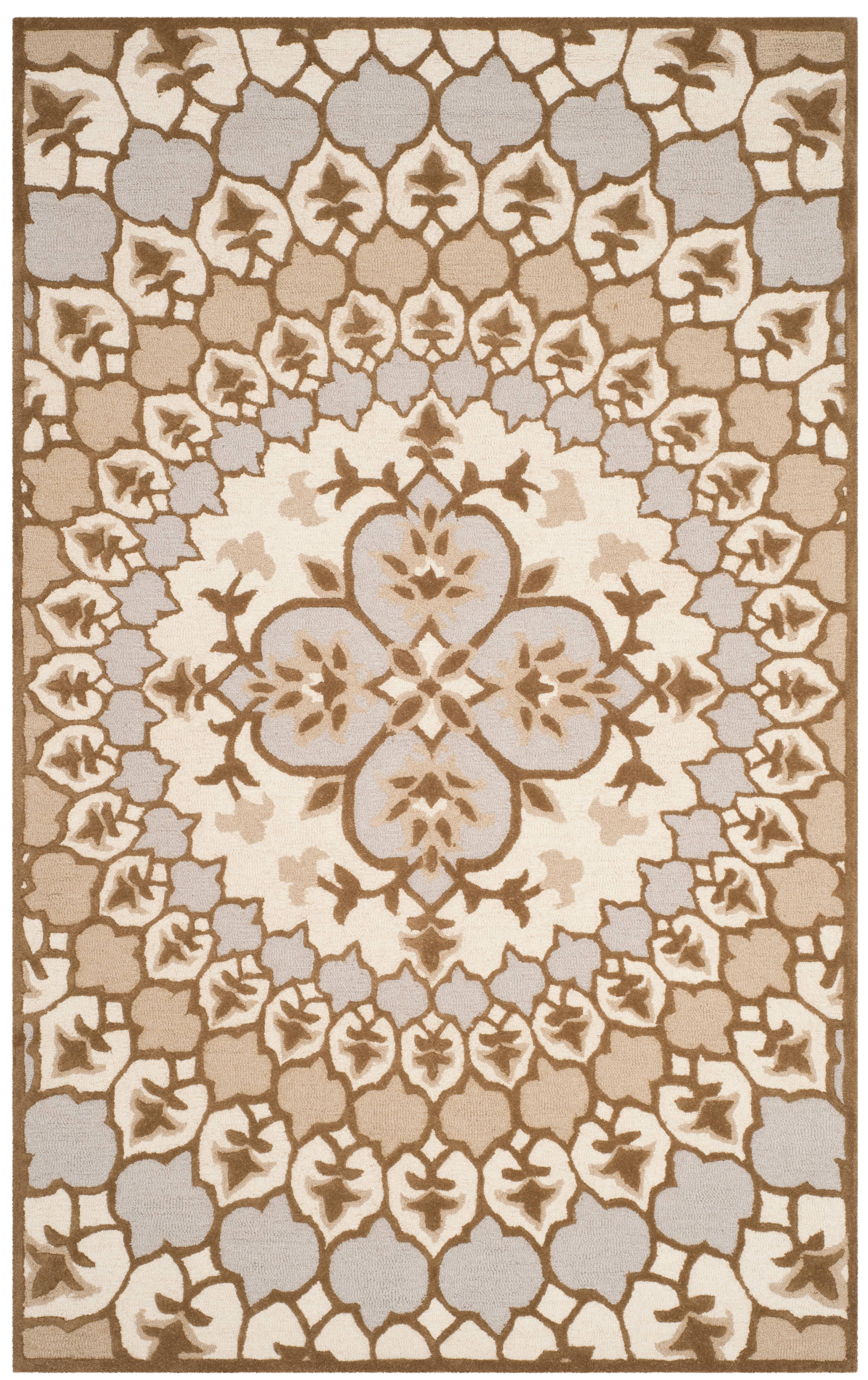 Handmade Off-White Tufted Wool Rectangular Area Rug