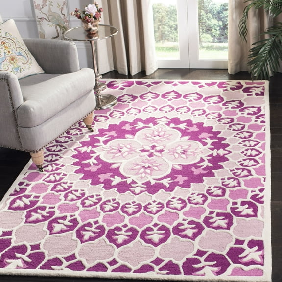 SAFAVIEH Bellagio Zoja Floral Wool Area Rug, Pink/Ivory, 5' x 8'