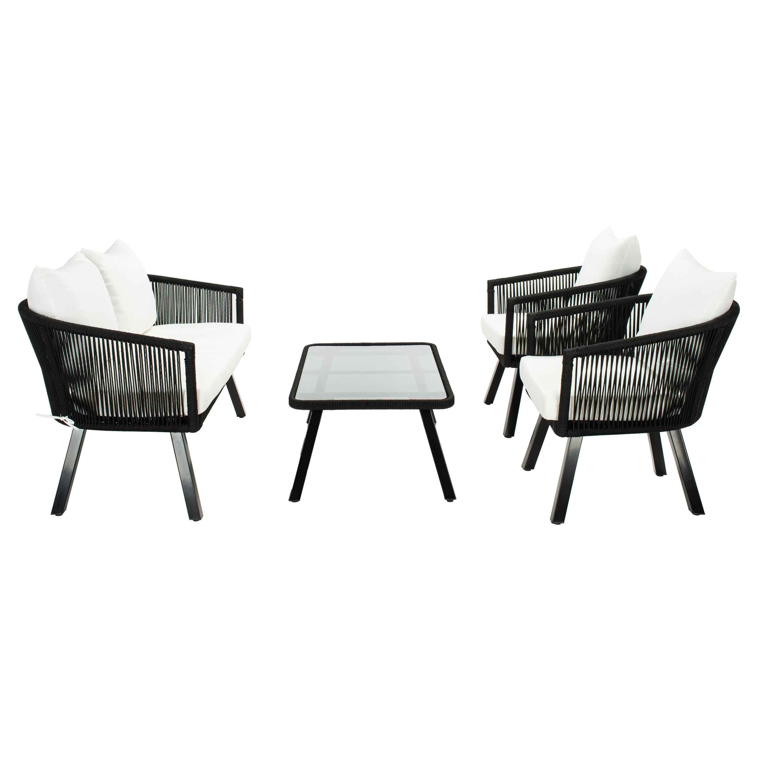 Belmi 4-Piece Black and Beige Rope Patio Set