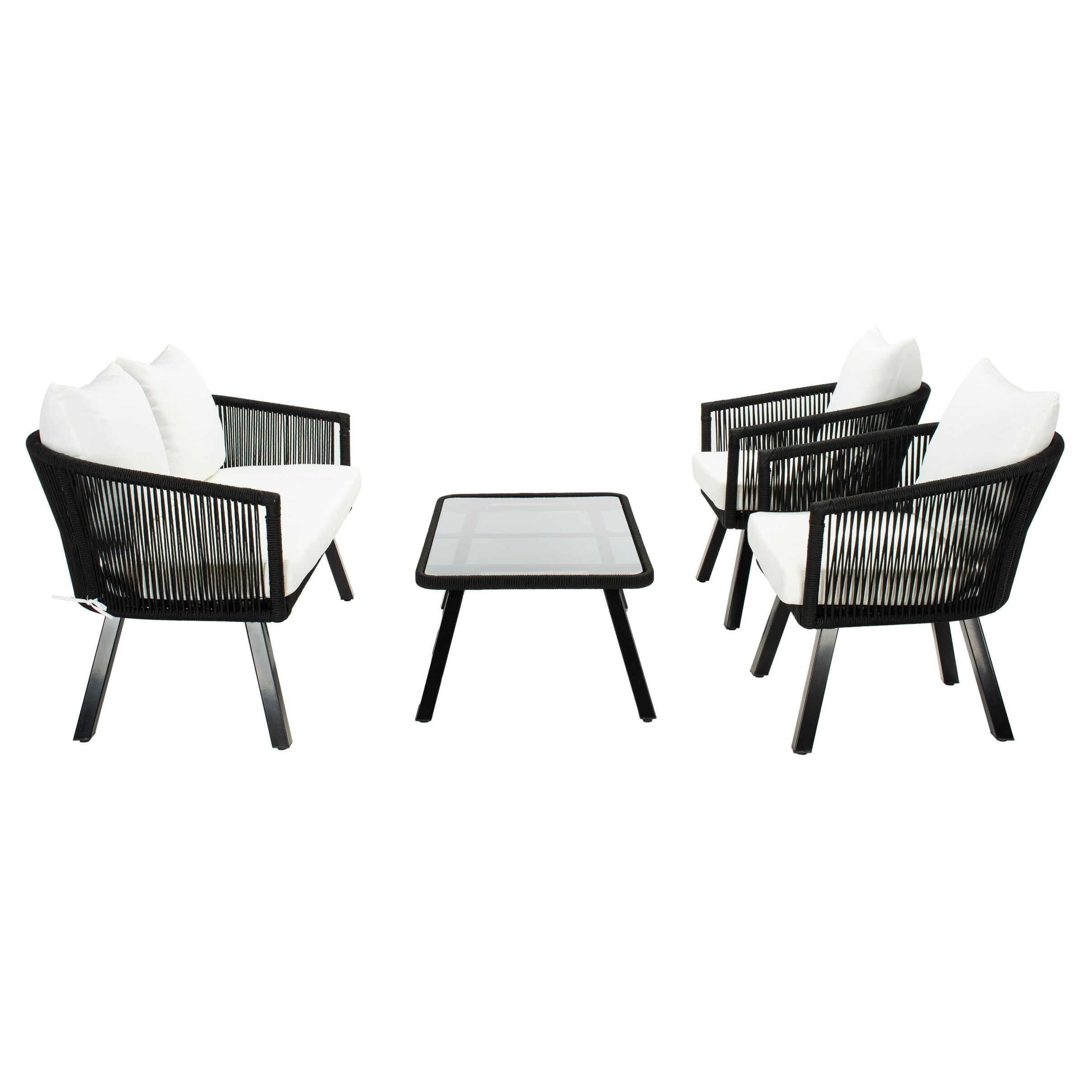 Belmi 4-Piece Black and Beige Rope Patio Set