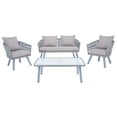 thumbnail image 1 of SAFAVIEH Belmi Outdoor Patio 4 Piece Conversation Set, Grey, 1 of 9