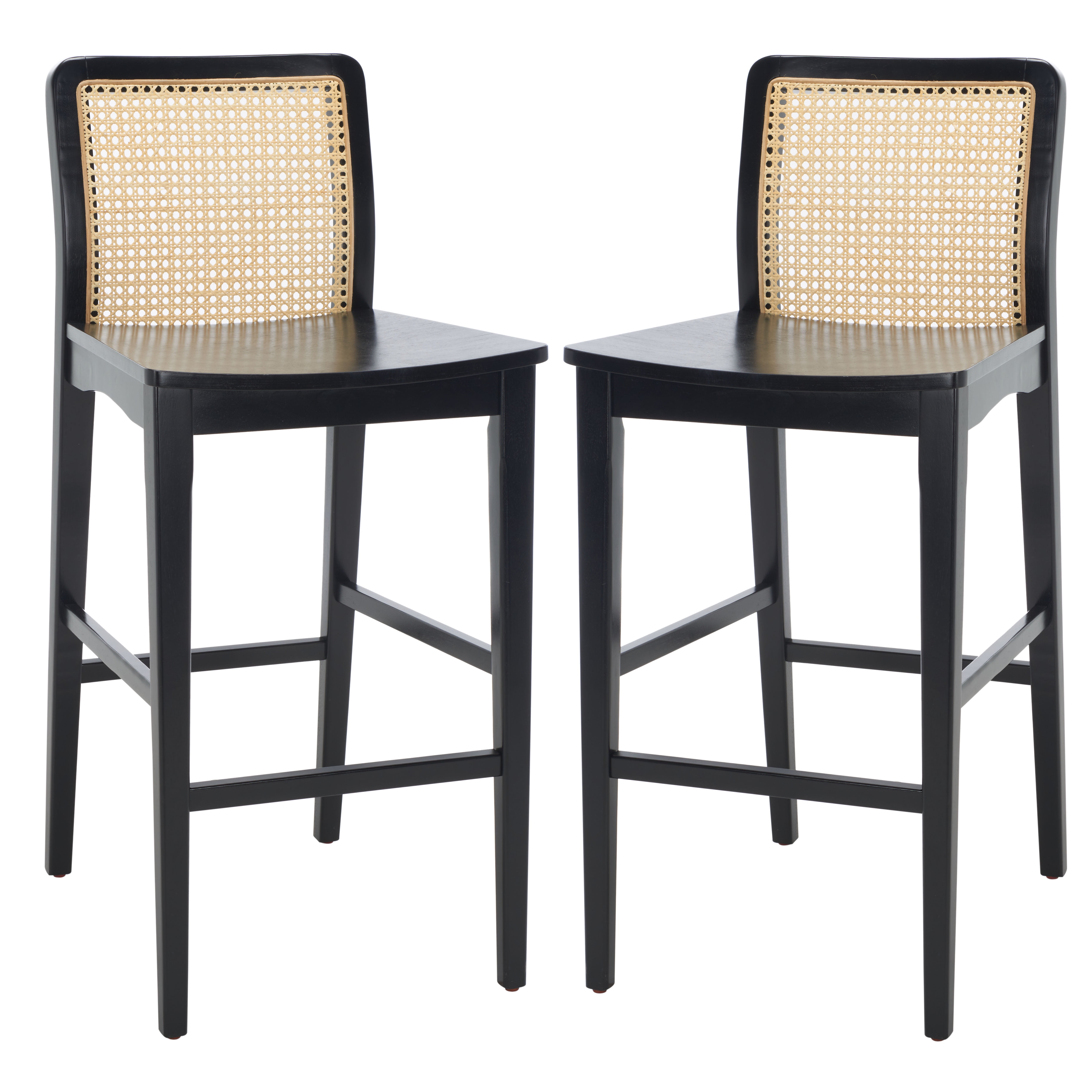 Benicio Black and Natural Rattan Bar Stool Set