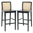 thumbnail image 1 of SAFAVIEH Benicio Rattan Bar Stool, Black Body/Natural Back Rest, Set of 2 (18.9 in. W x 22.5 in. D x 41.9 in. H), 1 of 13