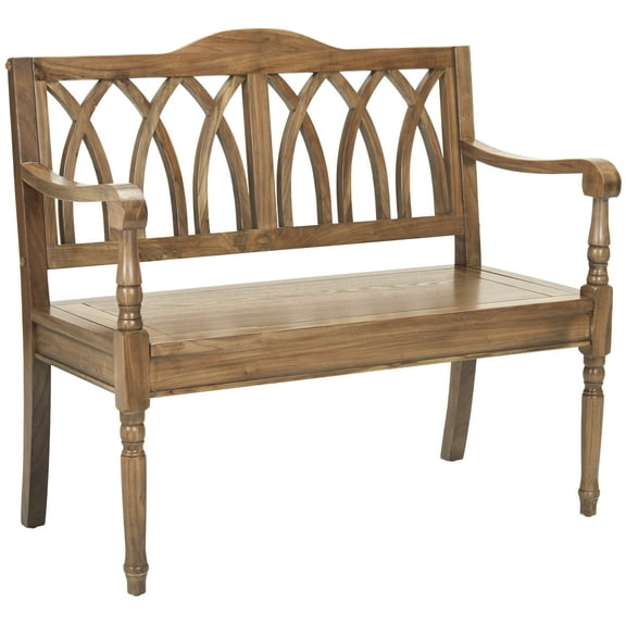SAFAVIEH Benjamin Amish Style Geometric Rustic Bench, Sand (40 in. W x 19.7 in. D x 36 in. H)