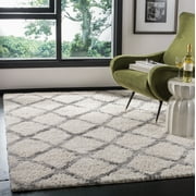 SAFAVIEH Berber Abel Geometric Shag Area Rug, Cream/Gray, 5' x 7'