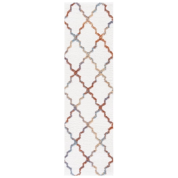 SAFAVIEH Berber Alastar Abstract Shag Area Rug, 2'3" x 8' Runner, Ivory/Multi