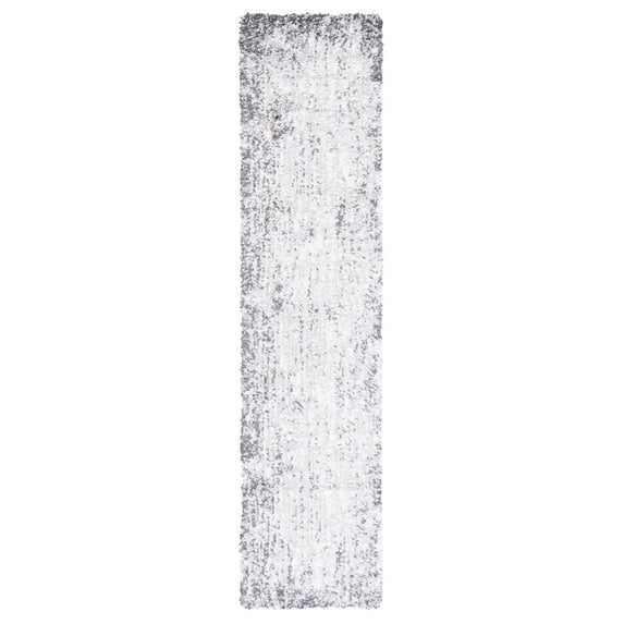 SAFAVIEH Berber Arline Abstract Shag Area Rug, 2'2" x 9' Runner, Grey/Ivory