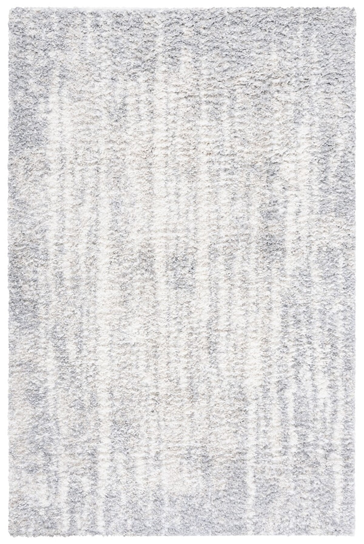 Gray and Ivory Hand-Knotted Shag Area Rug