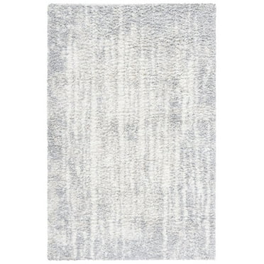 SAFAVIEH Berber Arline Abstract Shag Area Rug, Grey/Ivory, 5'5" x 7'7"