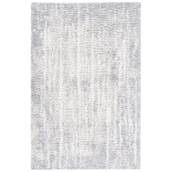 SAFAVIEH Berber Arline Abstract Shag Area Rug, Grey/Ivory, 5'5" x 7'7"