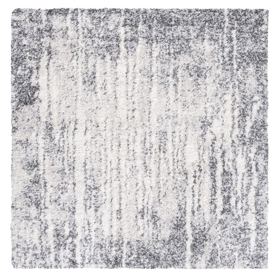 SAFAVIEH Berber Arline Abstract Shag Area Rug, Grey/Ivory, 6'7" x 6'7" Square