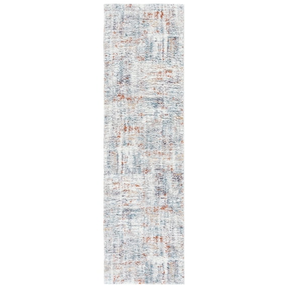 SAFAVIEH Berber Arvel Abstract Shag Area Rug, 2'3" x 12' Runner, Blue Rust/Ivory