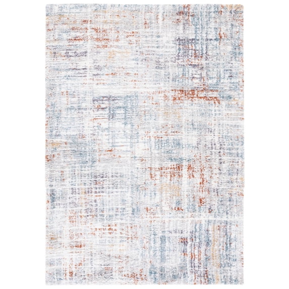 SAFAVIEH Berber Arvel Abstract Shag Area Rug, 3' x 5', Blue Rust/Ivory