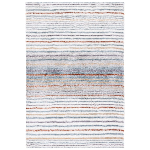 SAFAVIEH Berber Azalea Abstract Shag Area Rug, 4'5" x 6'5", Blue Rust/Ivory