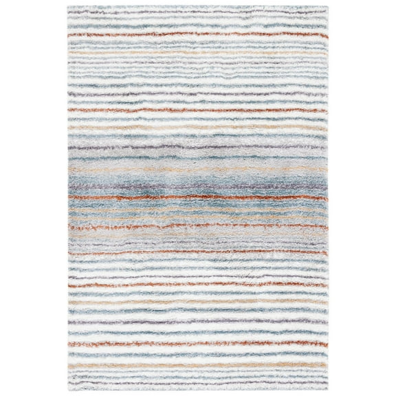 SAFAVIEH Berber Azalea Abstract Shag Area Rug, 5'5" x 7'7", Blue Rust/Ivory