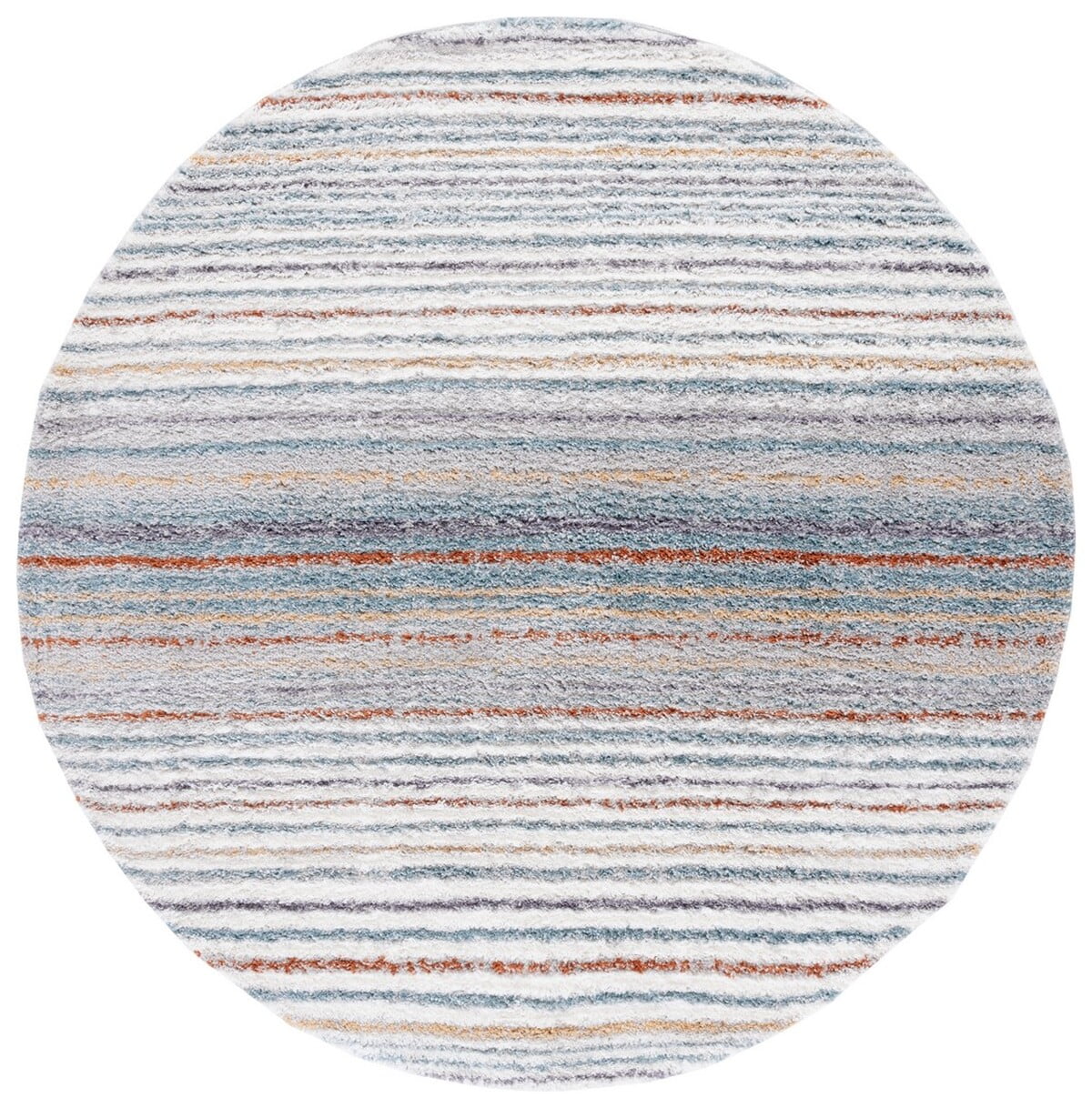 SAFAVIEH Berber Azalea Abstract Shag Area Rug, 7' x 7' Round, Blue Rust ...