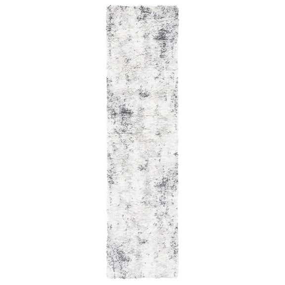 SAFAVIEH Berber Basil Abstract Shag Area Rug, 2'2" x 9' Runner, Ivory/Grey