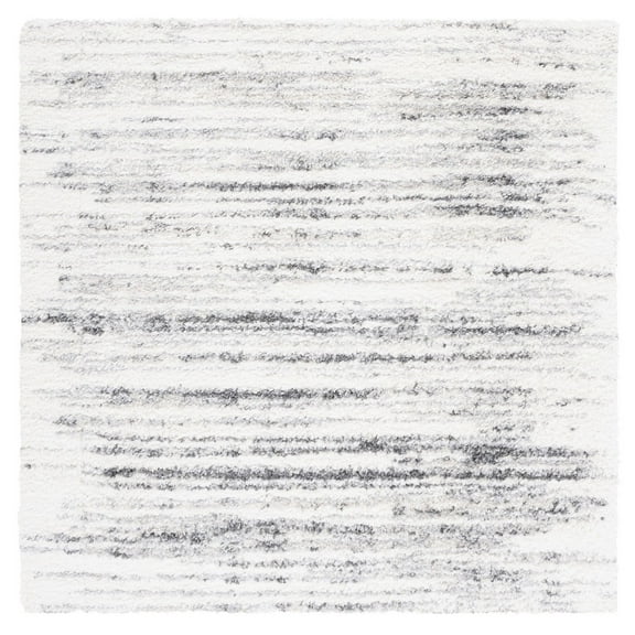 SAFAVIEH Berber Bianca Abstract Shag Area Rug, 6'7" x 6'7" Square, Ivory/Grey