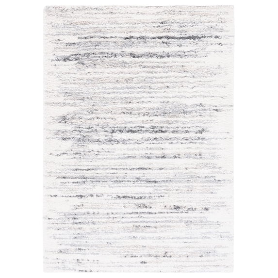 SAFAVIEH Berber Bianca Abstract Shag Area Rug, 6'7" x 8'7", Ivory/Grey