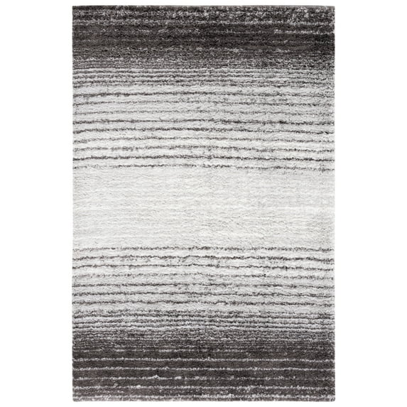 SAFAVIEH Berber Bijar Abstract Polyester Shag Area Rug, Grey/Dark Grey, 6' x 9'