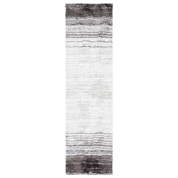 SAFAVIEH Berber Bijar Abstract Shag Area Rug, 2'3" x 8' Runner, Grey/Dark Grey