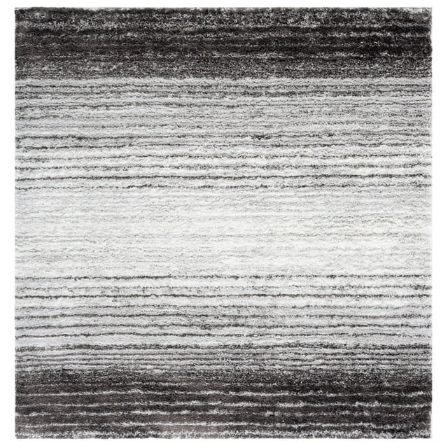 SAFAVIEH Berber Bijar Abstract Shag Area Rug, 7' x 7' Square, Grey/Dark Grey
