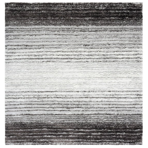 SAFAVIEH Berber Bijar Abstract Shag Area Rug, 7' x 7' Square, Grey/Dark Grey