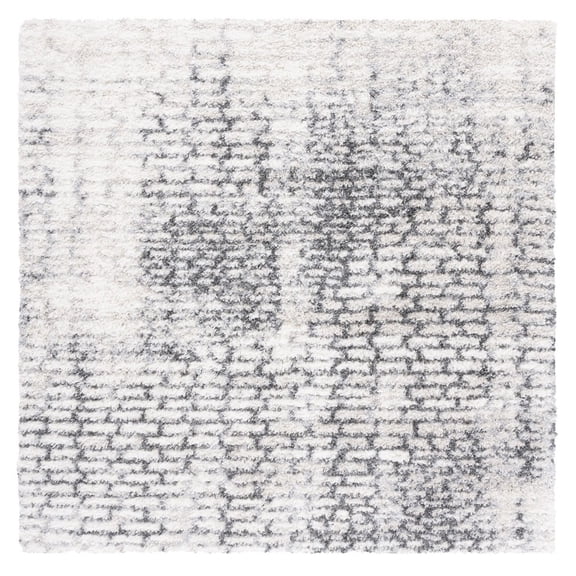 SAFAVIEH Berber Blair Abstract Shag Area Rug, 6'7" x 6'7" Square, Charcoal/Grey