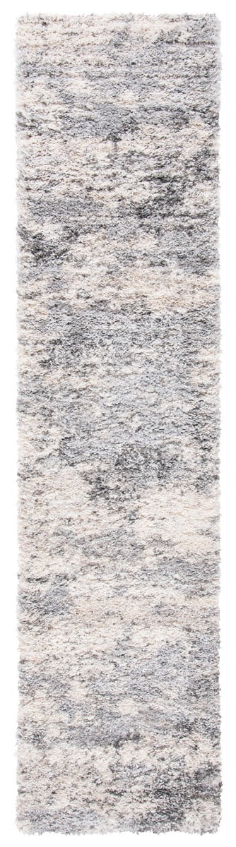 Ivory Synthetic Hand-knotted Shag Runner Rug 2' x 10'
