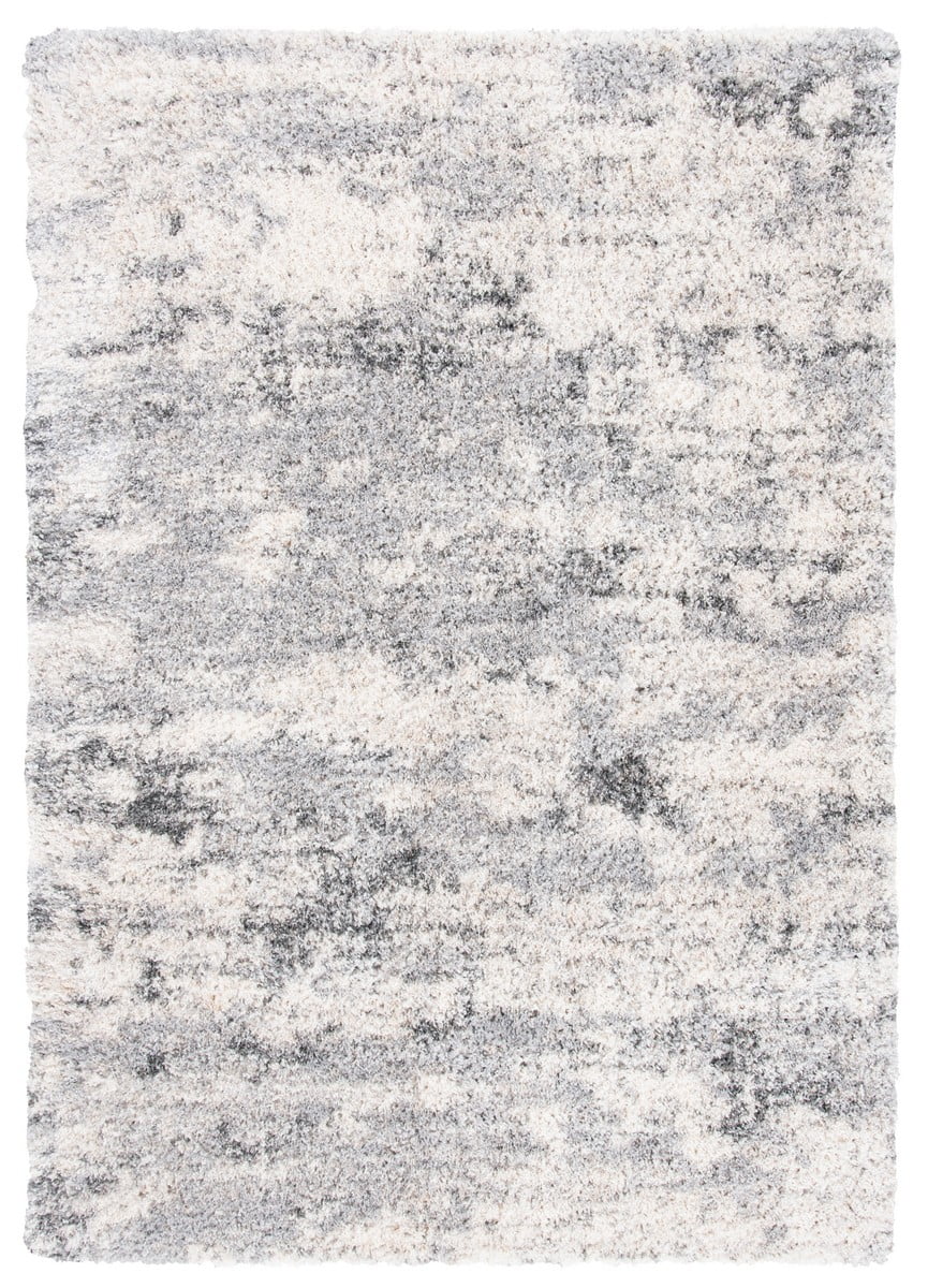 SAFAVIEH Berber Carrie Abstract Shag Area Rug, 5'3" x 7'6", Ivory/Beige