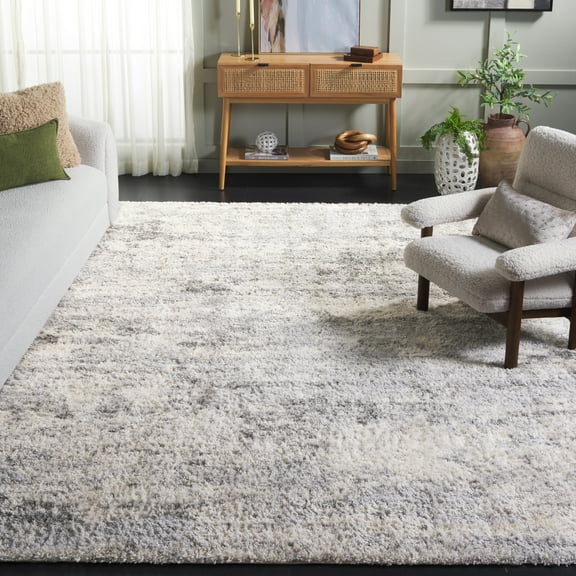 SAFAVIEH Berber Carrie Abstract Shag Area Rug, Ivory/Gray, 10' x 14'