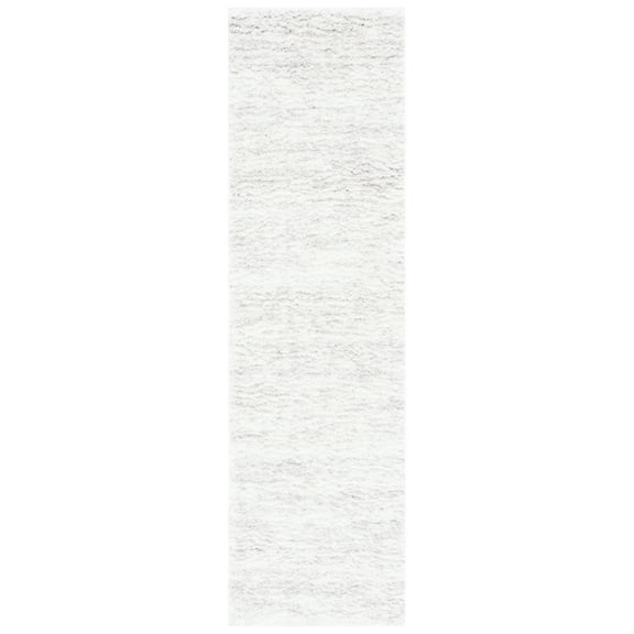 SAFAVIEH Berber Dacre Abstract Shag Area Rug, 2'3" x 8' Runner, Ivory/Light Grey