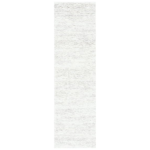 SAFAVIEH Berber Dacre Abstract Shag Area Rug, 2'3" x 8' Runner, Ivory/Light Grey