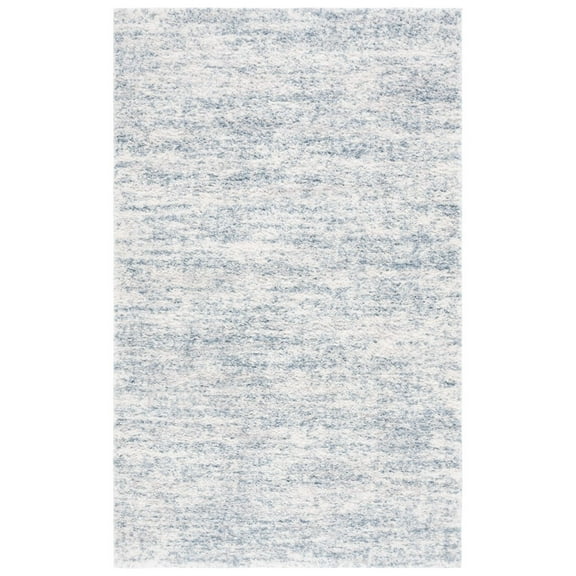 SAFAVIEH Berber Dacre Abstract Shag Area Rug, 4' x 4' Square, Ivory/Light Grey