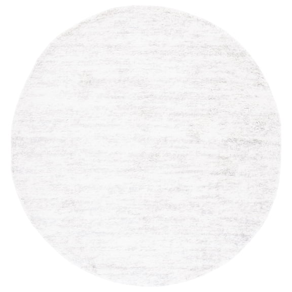 SAFAVIEH Berber Dacre Abstract Shag Area Rug, 5'5" x 5'5" Round, Ivory/Light Grey