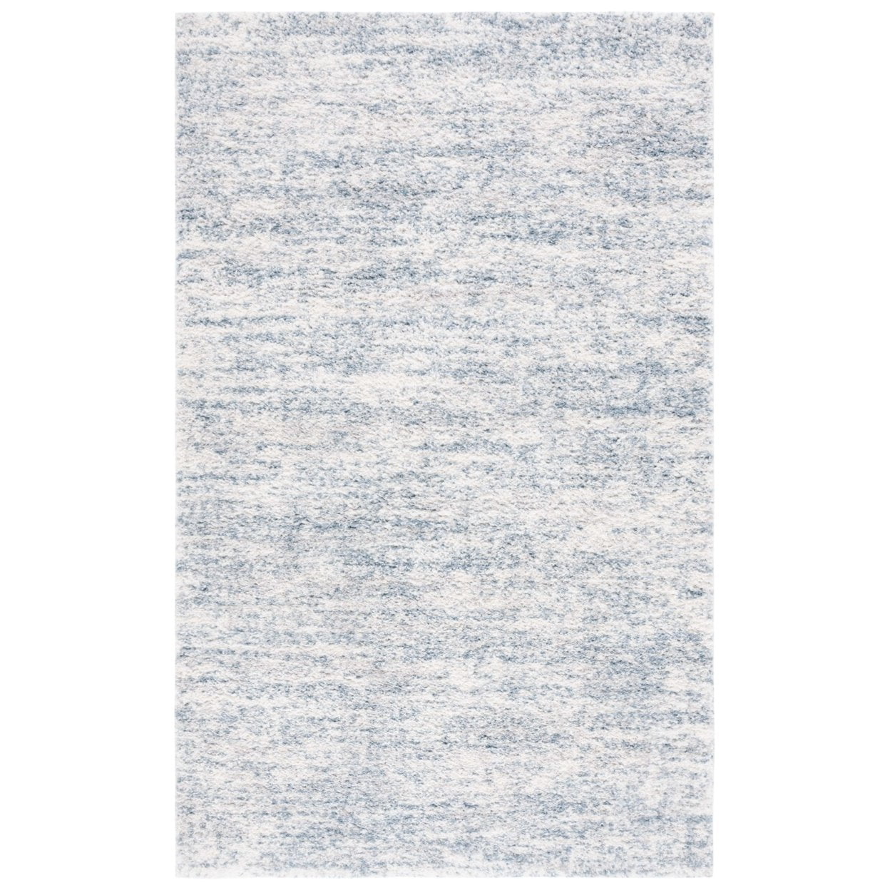 Ivory and Light Grey Synthetic Shag Square Rug, 8'x8'