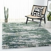 SAFAVIEH Berber Damian Abstract Shag Area Rug, Green/Beige, 2' x 3'