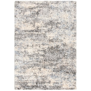 SAFAVIEH Berber Damian Abstract Shag Area Rug, Grey Blue/Cream, 3'3" x 5'3"