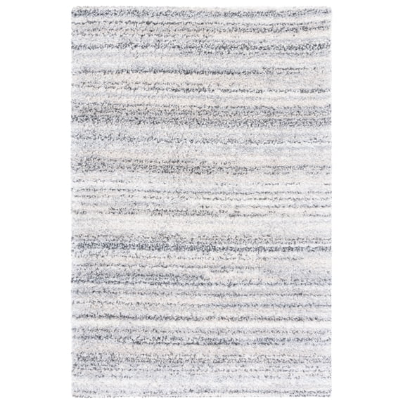 SAFAVIEH Berber Damjan Abstract Shag Area Rug, 4'5" x 6'5", Grey/Ivory